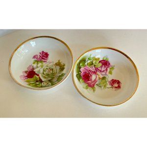 ANTIQUE CARL TIELSCH CT ALTWASSER SILESIA GERMANY HAND PAINTED ROSES BOWLS ~ 2